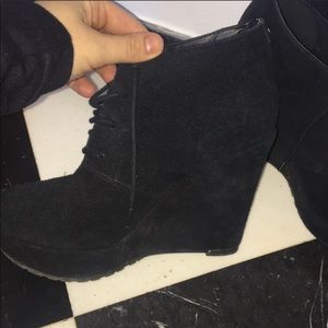 Lace up bootie wedges